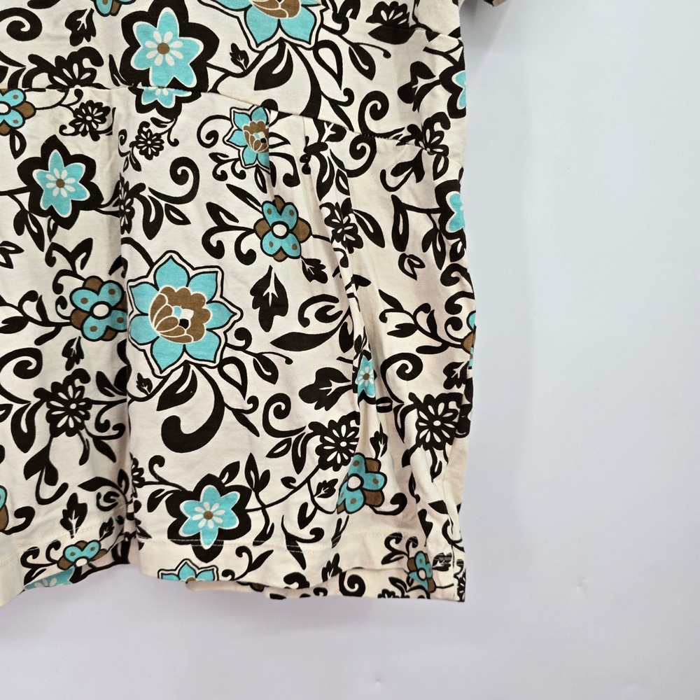 Nick & Sarah Woman Floral Surplice V-Neck Empire Waist Top‎ Cream Turquoise 3X - Picture 6 of 10